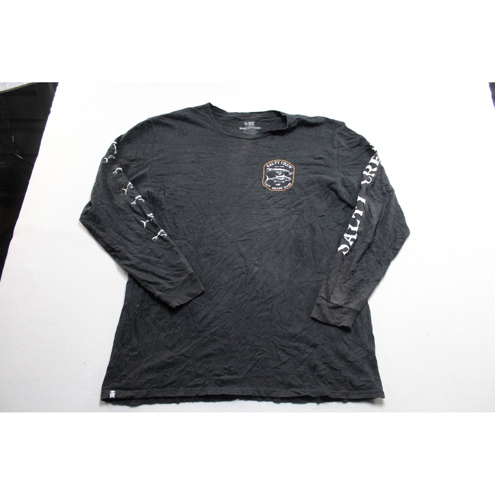Salty Crew Long Sleeve Shirt Mens X-Large Black Excellent Graphic Sleeve Print